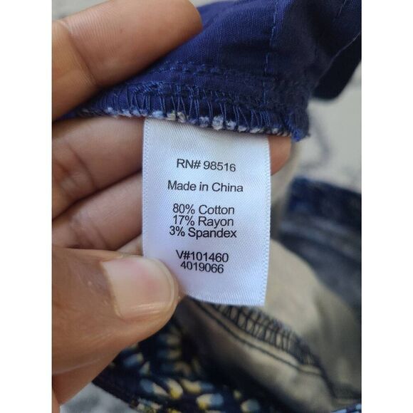 Coldwater Creek Chino Pants Womens 16 Blue Natural Fit Kaleidoscope Print Trendy - Picture 6 of 8